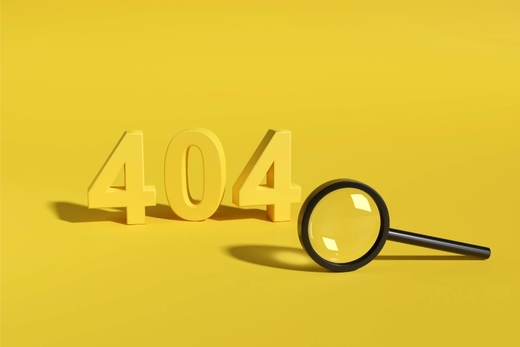 404 afbeelding - Canva Pro 404 met vergrootglas - pagina niet gevonden